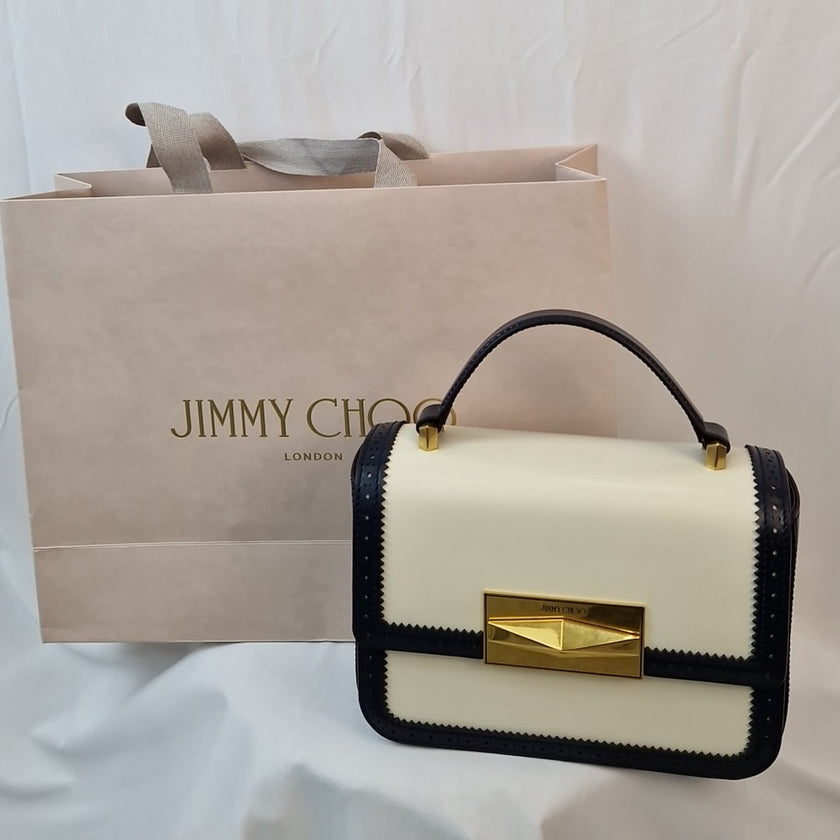 Borsa a mano Jimmy Choo avorio nera