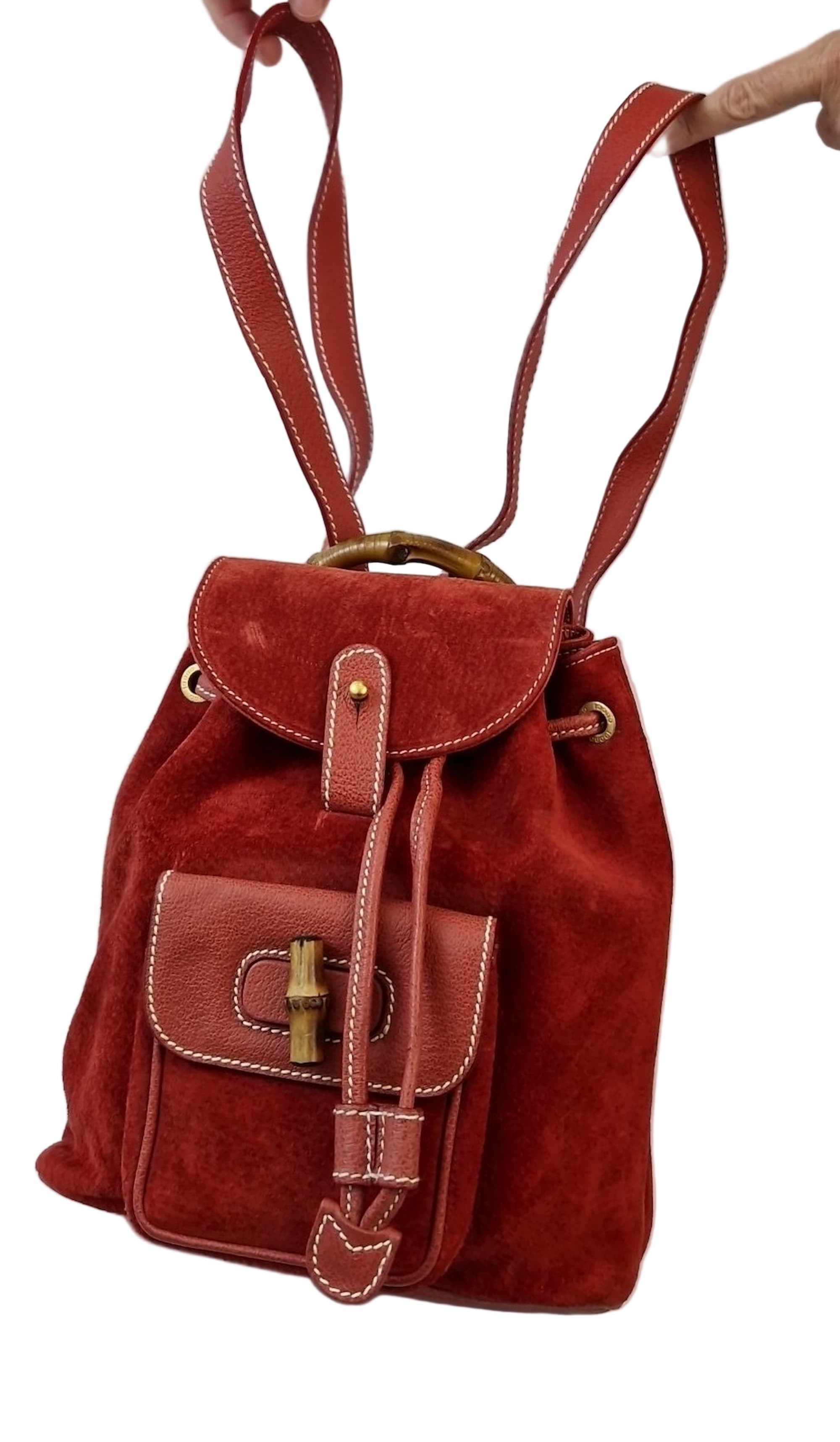 Zaino Gucci Bamboo Camoscio Rosso Vintage