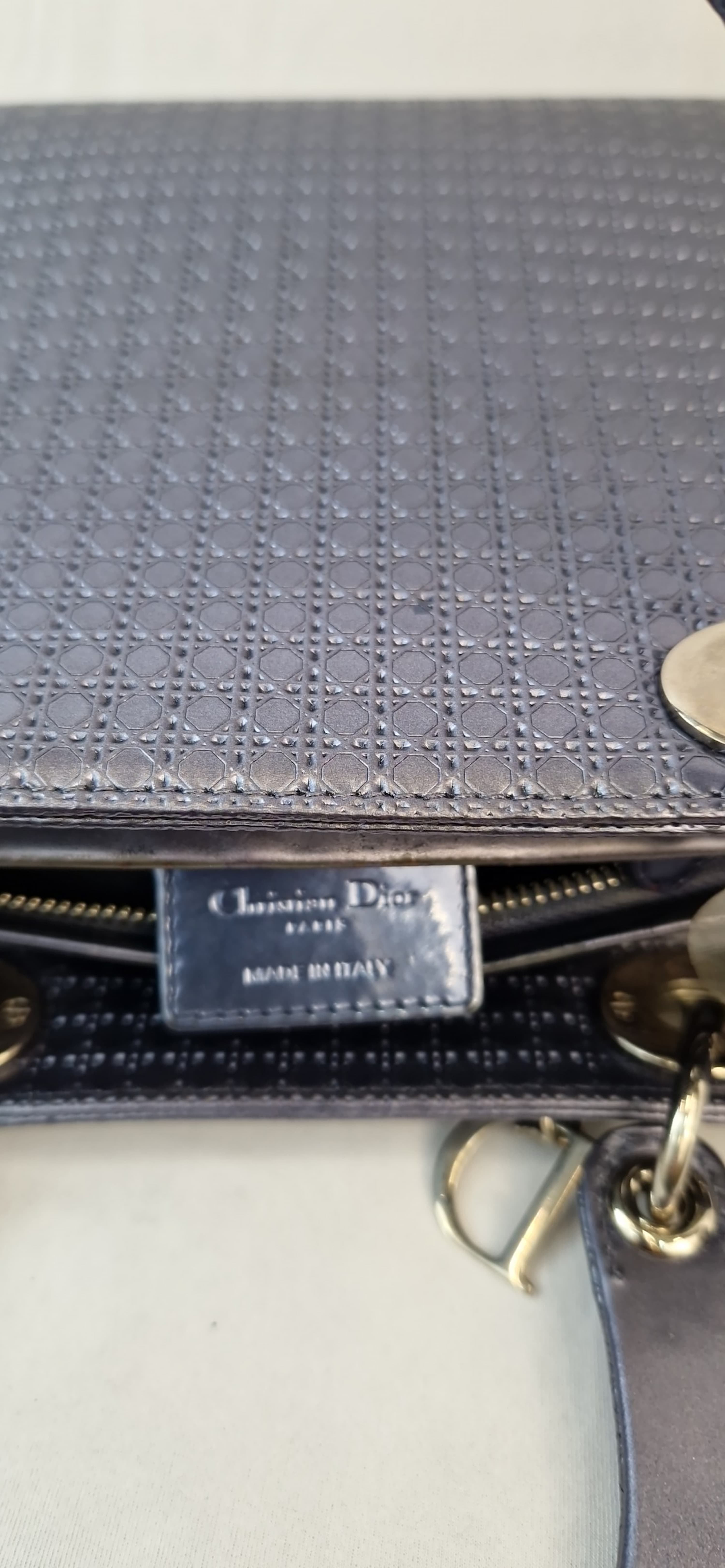 Borsa a mano Christian Dior, modello Lady Dior edizione limitata, grigio metallizzato