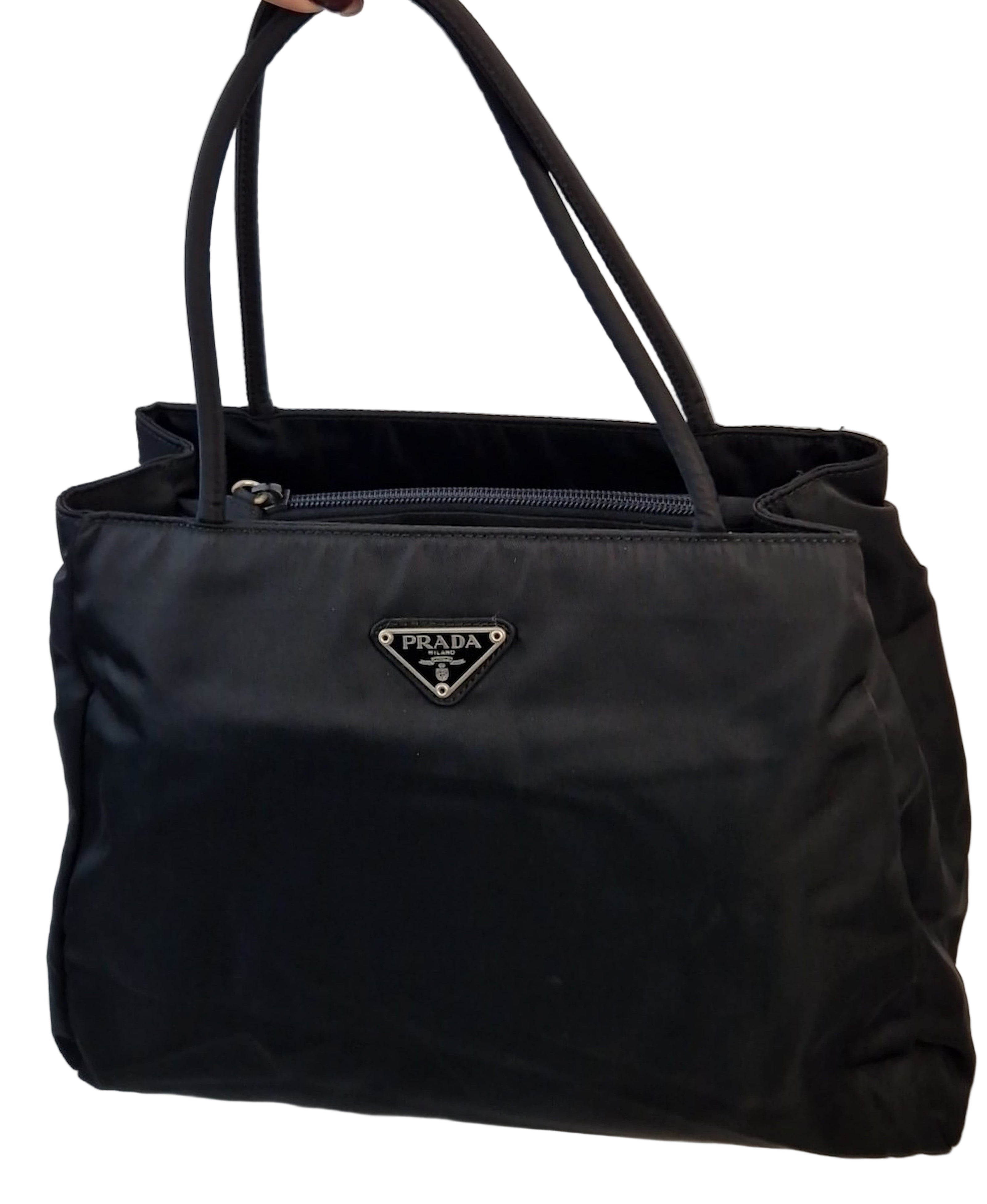 Borsa a spalla Prada City in tessuto nero