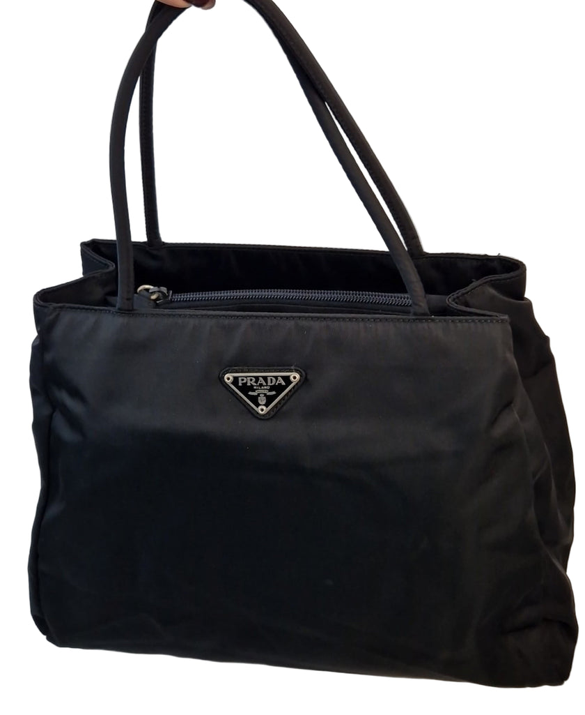 Borsa a spalla Prada City in tessuto nero