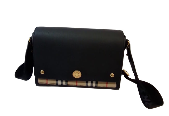 Borsa a tracolla Burberry Note in pelle nera