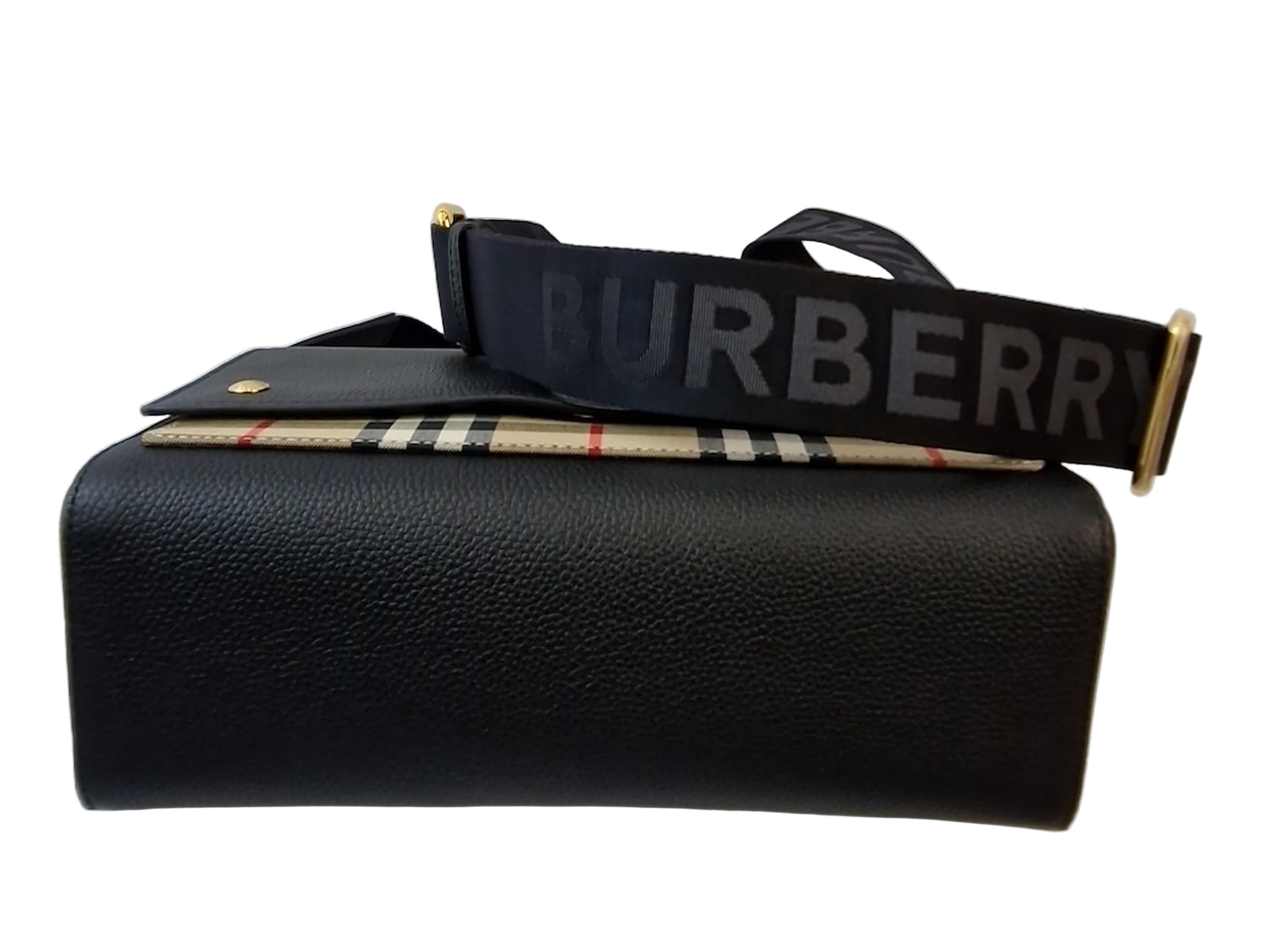 Borsa a tracolla Burberry Note in pelle nera