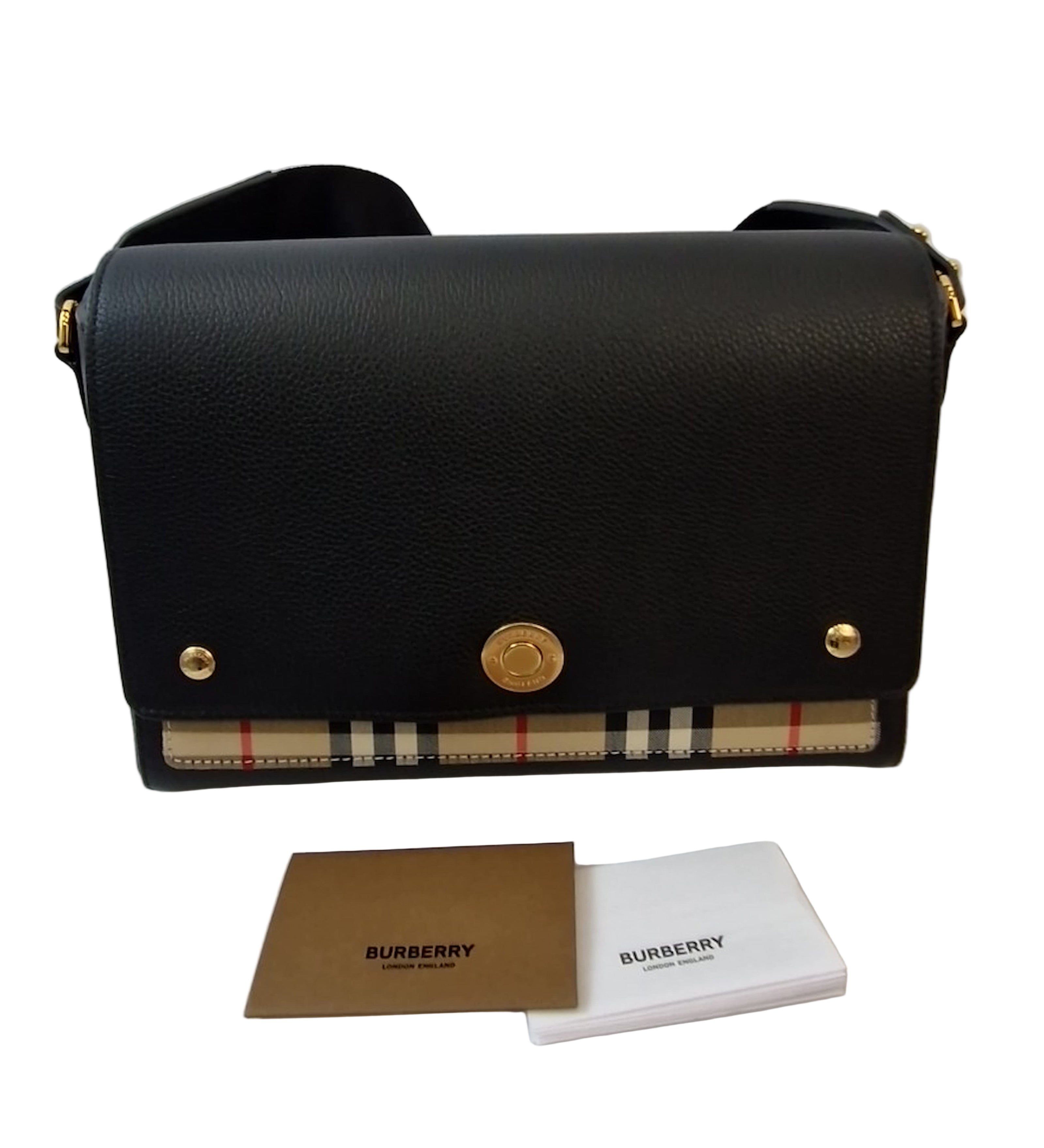 Borsa a tracolla Burberry Note in pelle nera