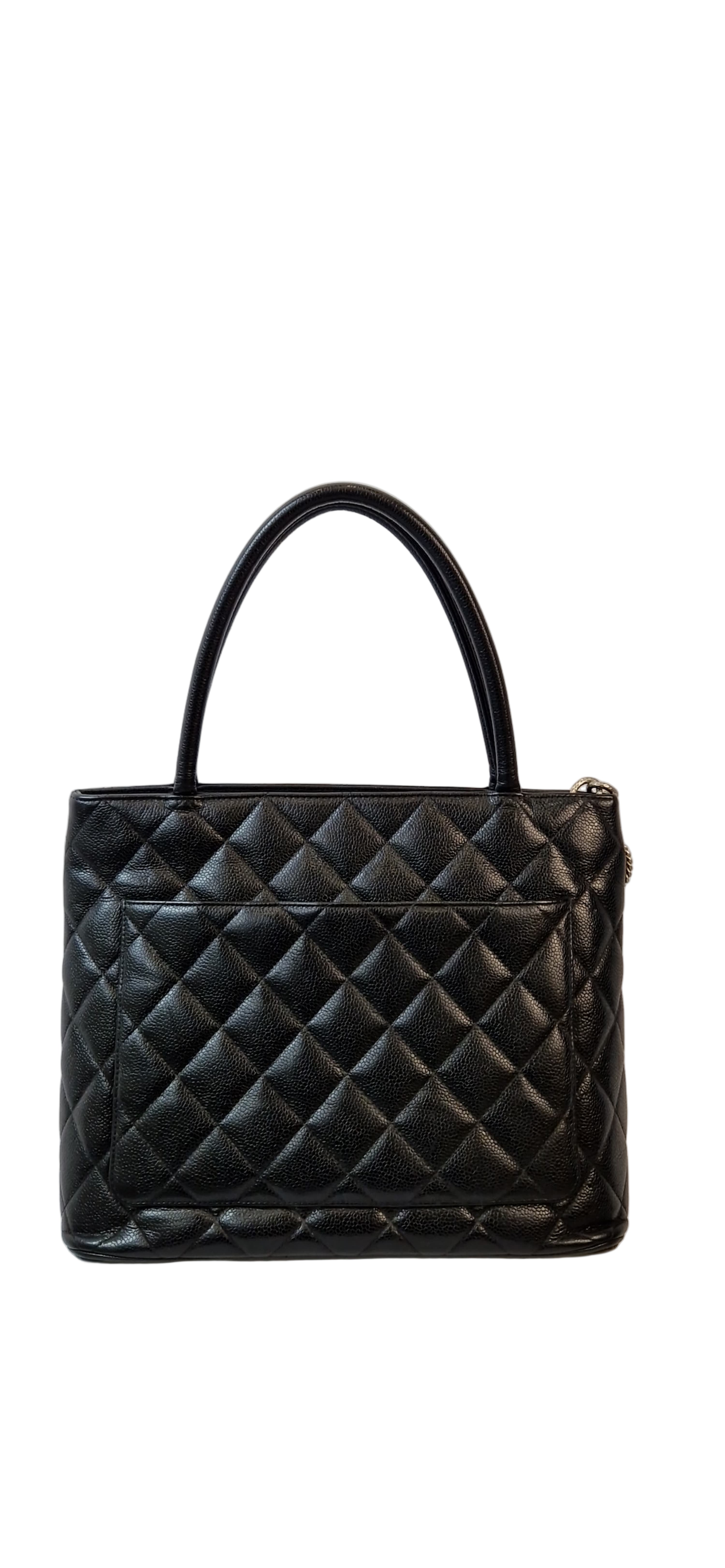 Borsa a mano Chanel Medaillon pelle Caviar nera martellata