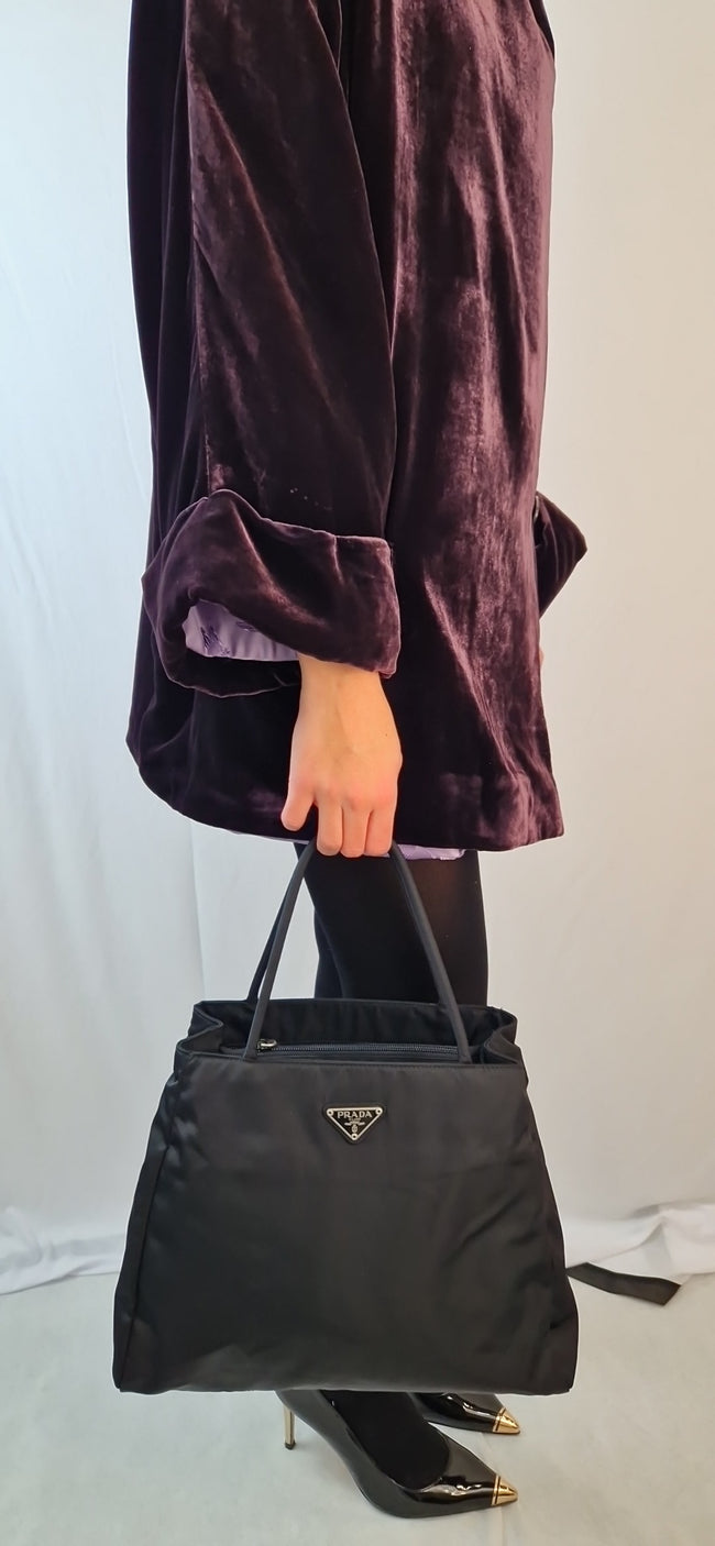 Borsa a spalla Prada City in tessuto nero