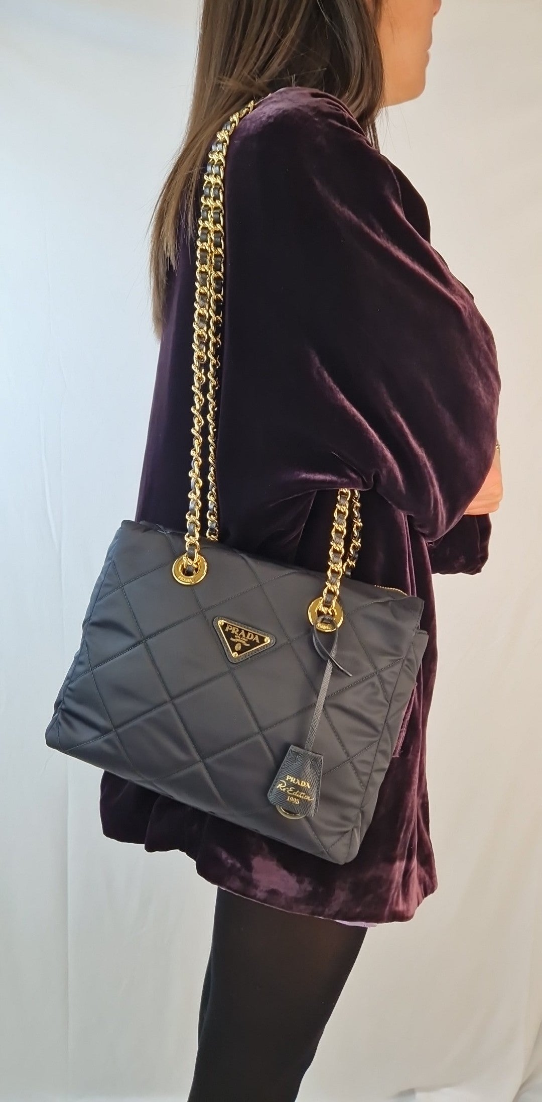 Borsa a tracolla Prada nylon nera