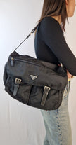 Borsa a tracolla Prada nylon nero