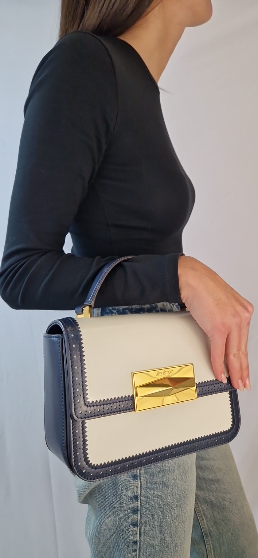 Borsa a mano Jimmy Choo avorio nera