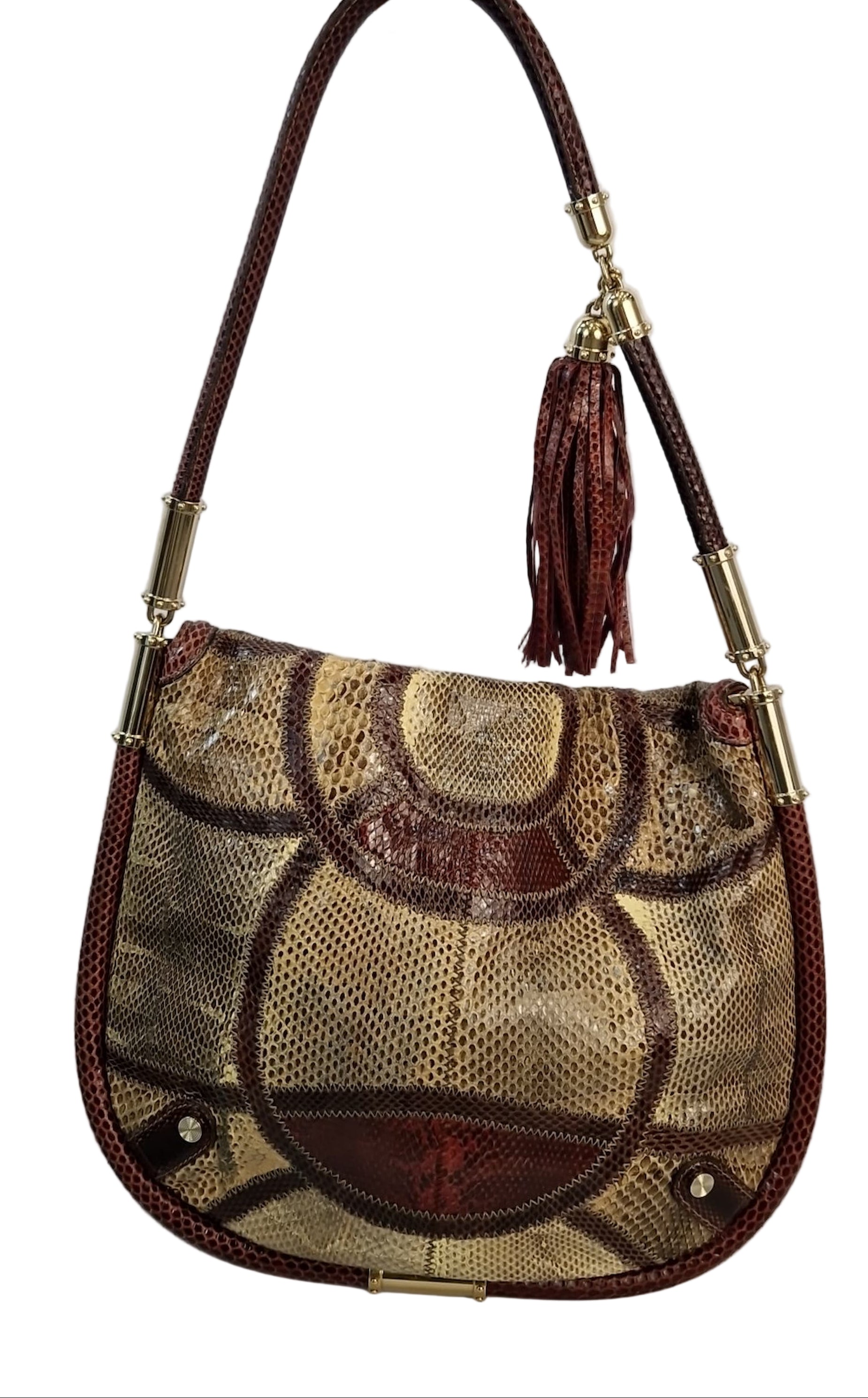 Borsa a spalla Gucci Britt Tassel Hobo Bag pelle pitone