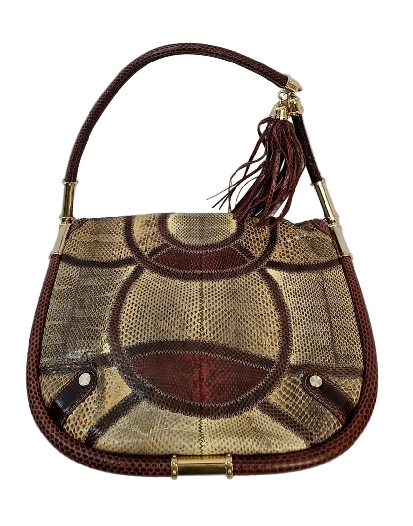 Borsa a spalla Gucci Britt Tassel Hobo Bag pelle pitone