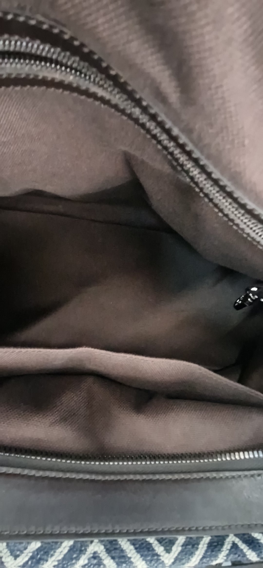 Salvatore Ferragamo handbag with blue and brown geometric pattern