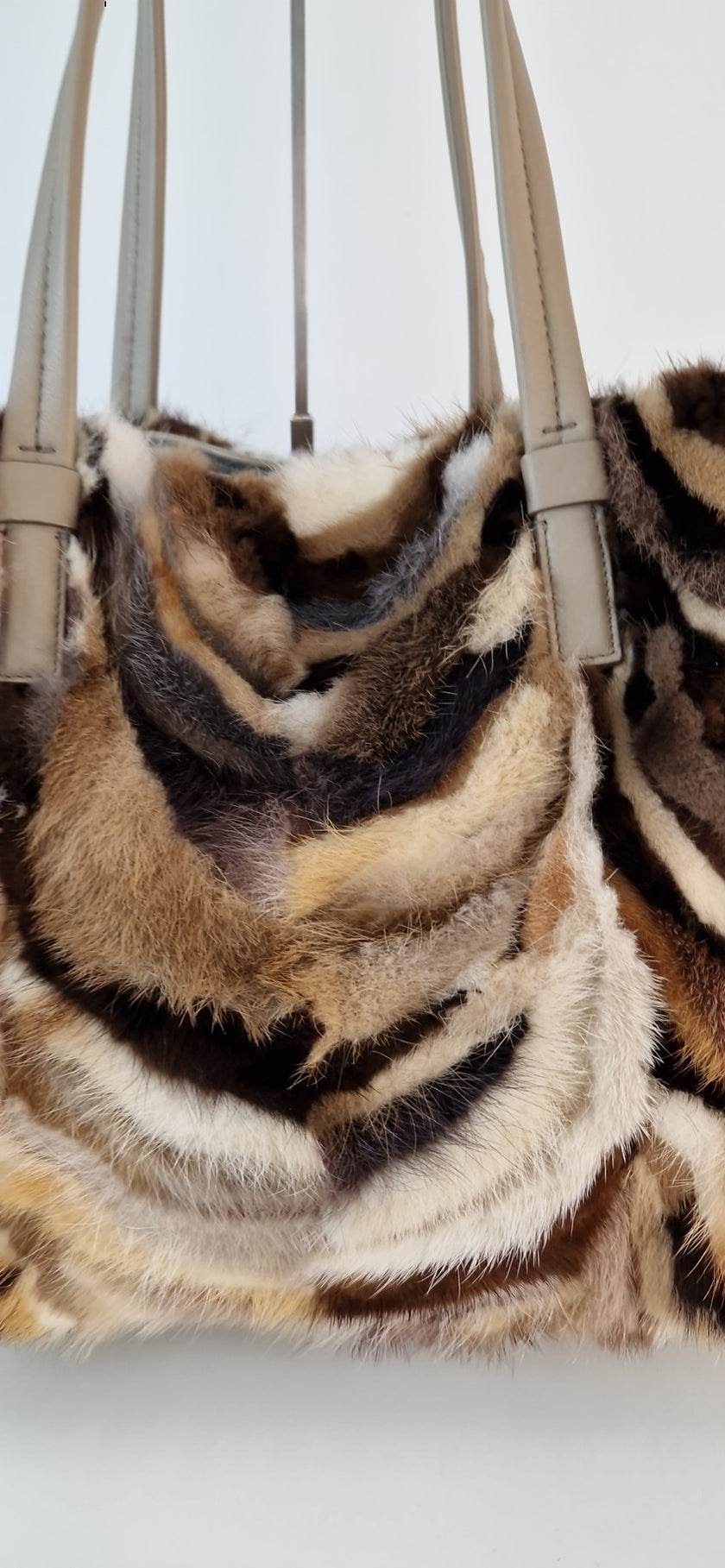 Salvatore Ferragamo Verve Fox Fur Leather Handbag