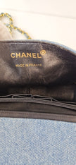 Chanel „Quilted Full Flap“ Denim-Schultertasche