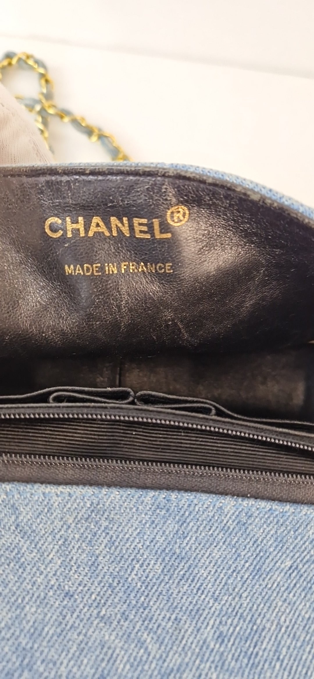 Chanel „Quilted Full Flap“ Denim-Schultertasche