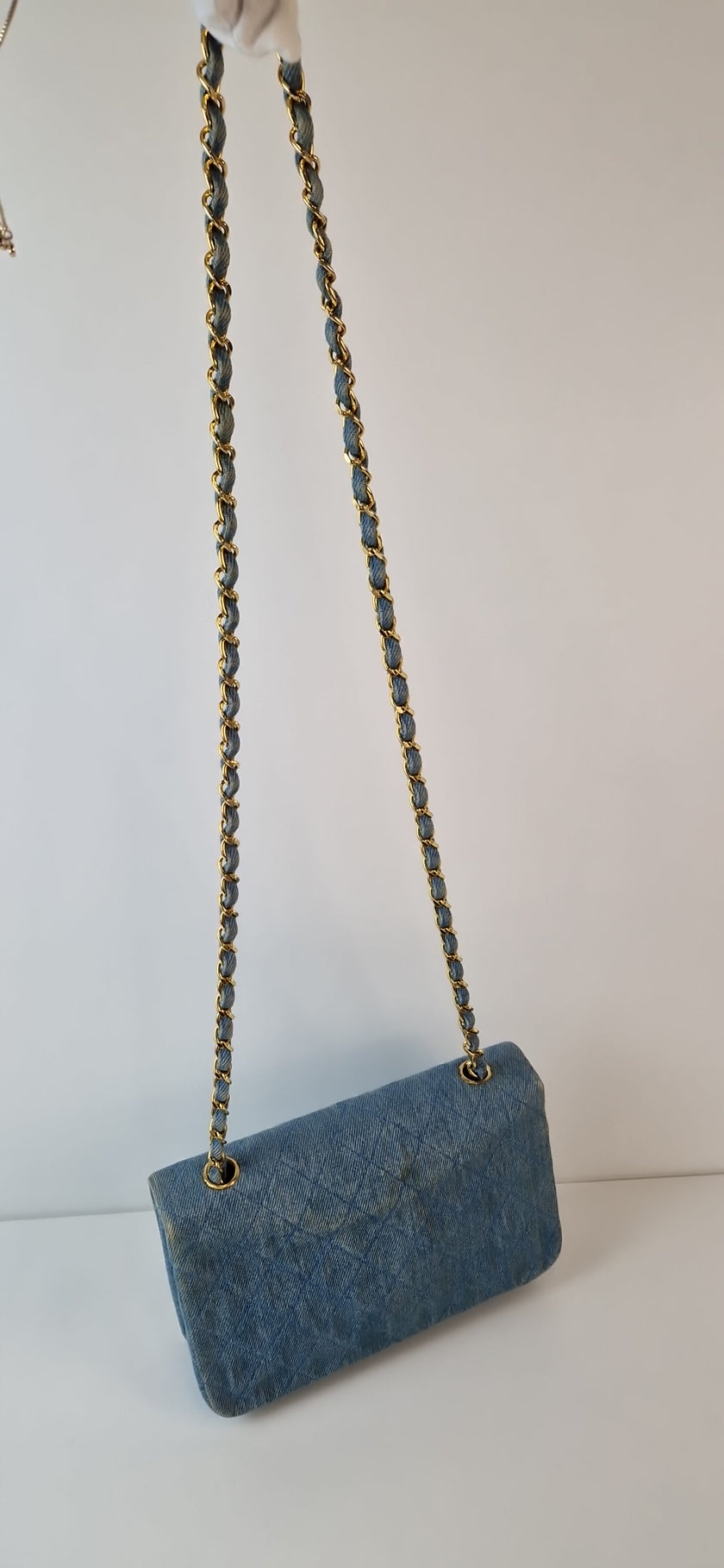 Chanel „Quilted Full Flap“ Denim-Schultertasche