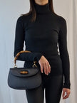 Borsa a mano Gucci Bamboo 1947 nera pelle cinghiale