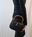Gucci „Bamboo 1947“ kleine schwarze Lederhandtasche