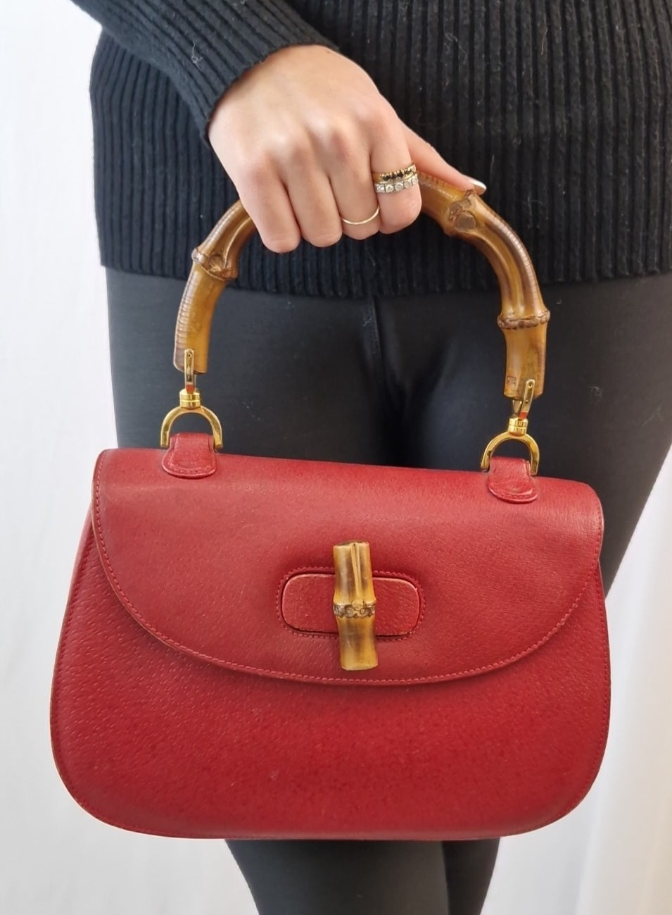 Gucci Handtasche aus rotem Leder „Bamboo 1947“