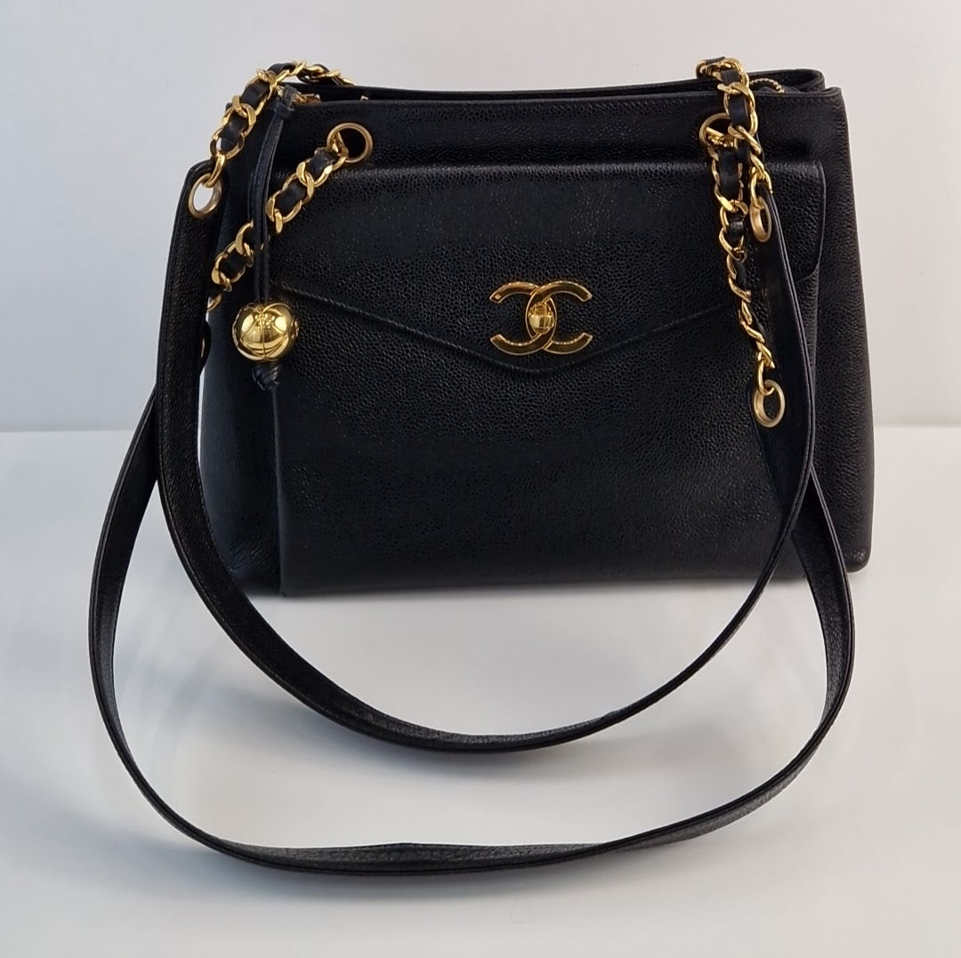 Chanel Coco Mark Schwarze Schultertasche