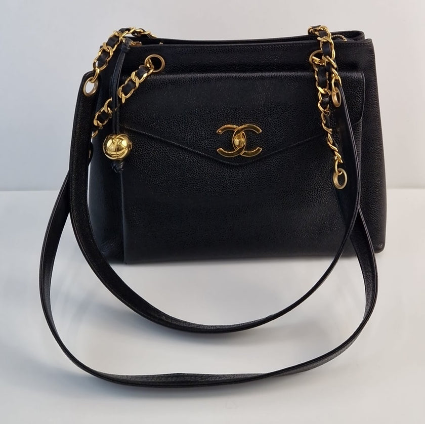 Chanel Coco Mark Schwarze Schultertasche